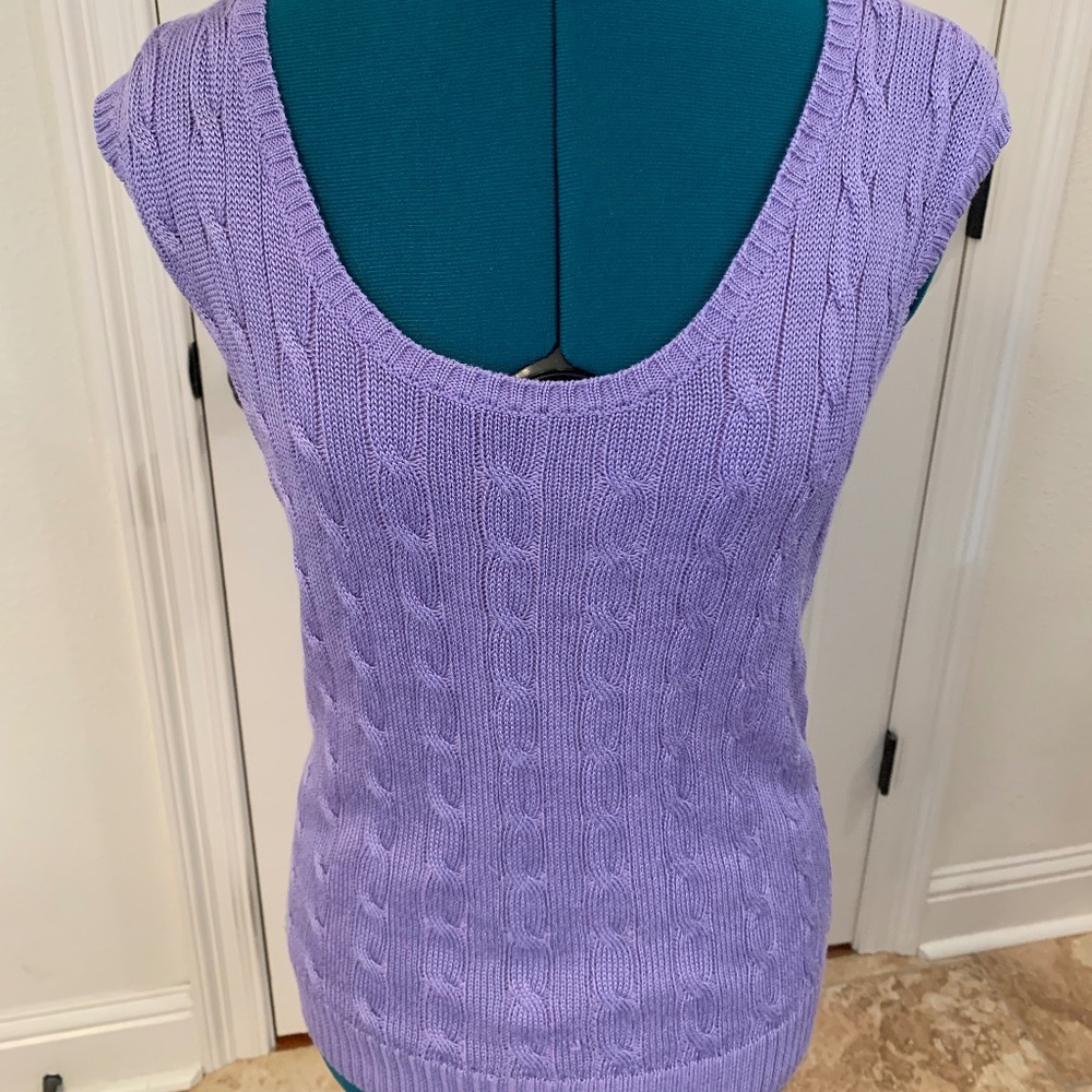 Ralph Lauren Sleeveless Scoop Neck Knitted Cable Sweater